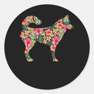 Floral siberian husky gift Lovely flower dog gift Classic Round Sticker