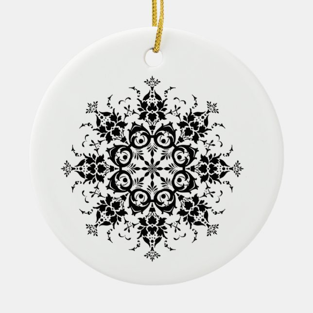 Floral Silhouette Ceramic Tree Decoration (Front)