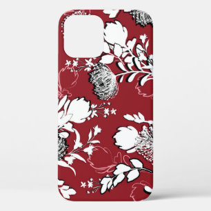 Floral silhouette, colourful botanical pattern. iPhone 12 case