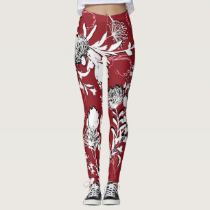Floral silhouette, colourful botanical pattern. leggings