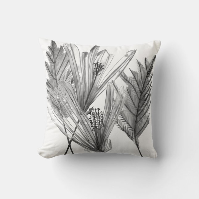 Floral Silhouette - Grey Cushion (Front)