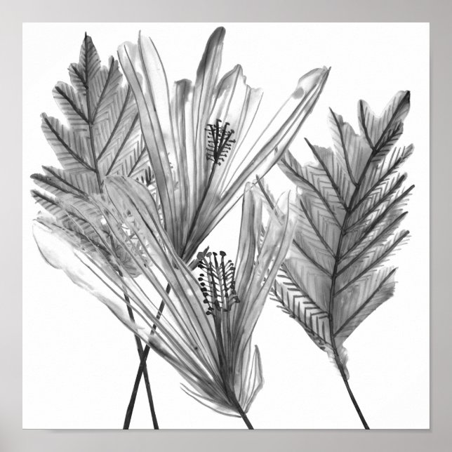 Floral Silhouette - Grey Poster (Front)