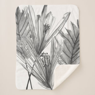 Floral Silhouette - Grey Sherpa Blanket
