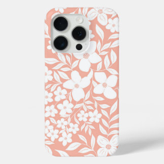 Floral silhouette on pink iPhone 15 pro case