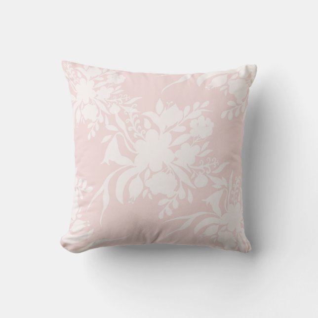 Floral silhouette pattern in pink tones cushion (Front)