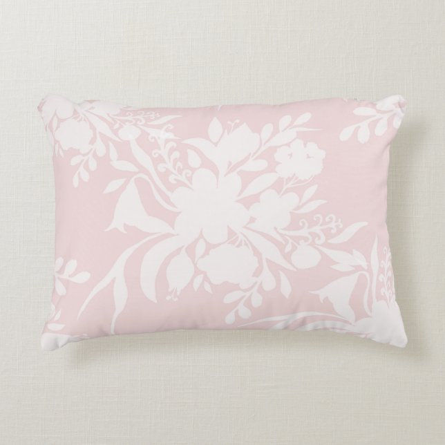 Floral silhouette pattern in pink tones decorative cushion (Front)