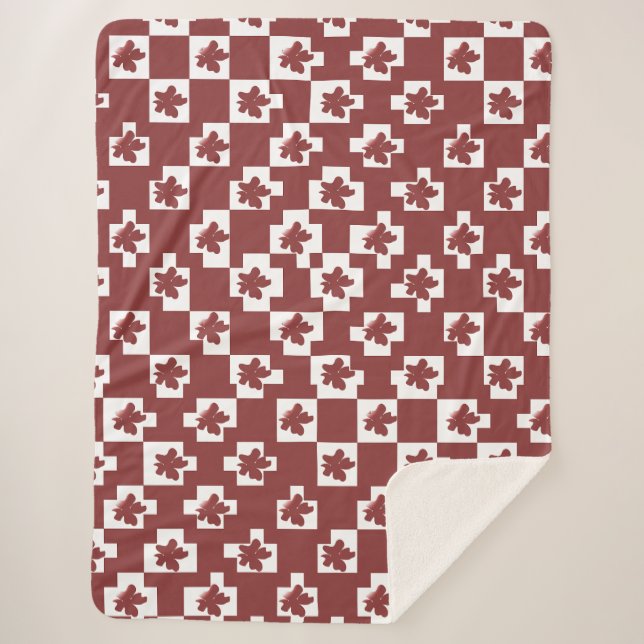 Floral silhouette pattern. sherpa blanket (Front)