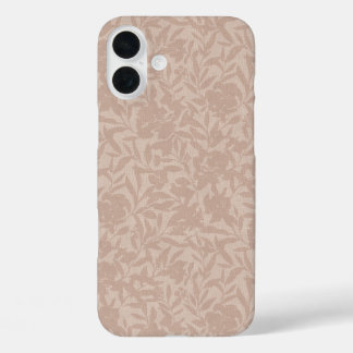 Floral silhouettes mocha mousse warm tan iPhone 16 plus case