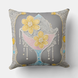 Floral Silver  Cup AI art  Cushion