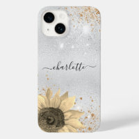 Floral silver glitter rustic name