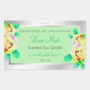Floral Silver Light Green Product Packaging Labels