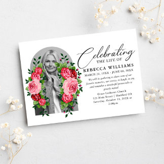 Floral Simple Calligraphy Celebration of Life Invitation