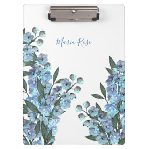 Floral Simple Elegant Garden Blue Delphinium  Clipboard