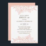 Floral simple Sweet 16. Pink flowers 16th birthday Invitation<br><div class="desc">Pink floral Sweet 16 birthday invitation. Contact me,  please,  if you need additional items.</div>