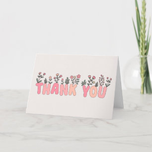 Floral Simple Thank You Card 