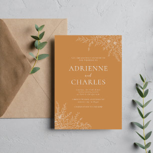 Floral Simplicity 1 Apricot Orange Minimal Wedding Invitation