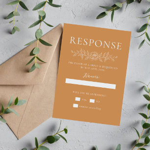 Floral Simplicity 1 Apricot Orange Minimal Wedding RSVP Card