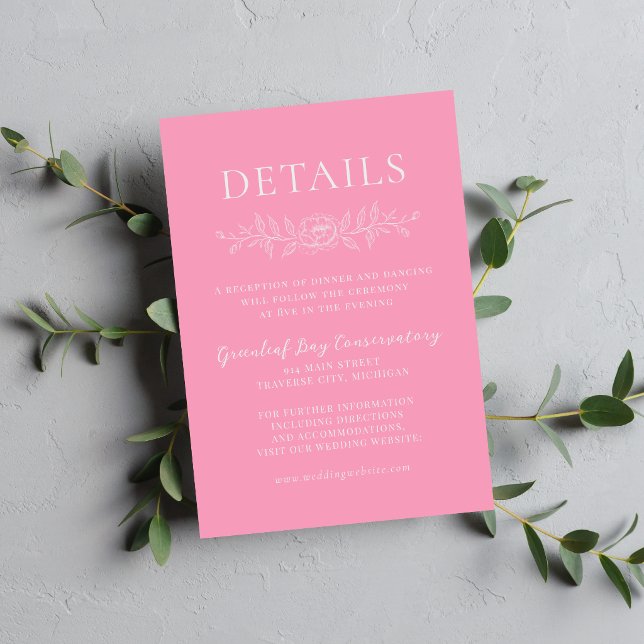Floral Simplicity 1 Ballet Pink Minimal Wedding Enclosure Card (Creator Uploaded)