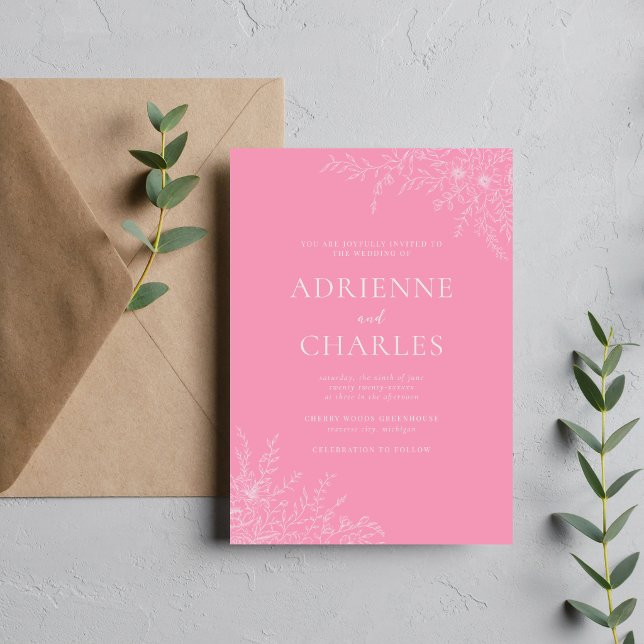 Floral Simplicity 1 Ballet Pink Minimal Wedding Invitation (Creator Uploaded)