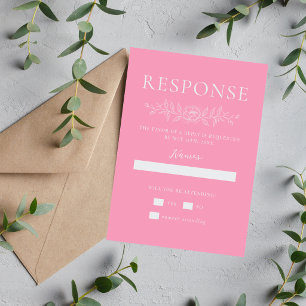 Floral Simplicity 1 Ballet Pink Minimal Wedding RSVP Card