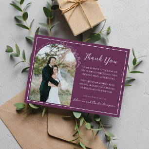 Floral Simplicity 1 Blackberry Wedding Thank You Card