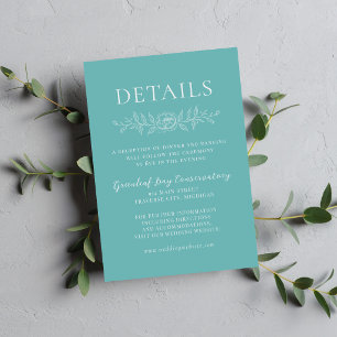 Floral Simplicity 1 Caribbean Teal Minimal Wedding Enclosure Card
