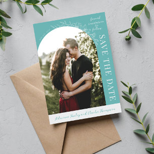 Floral Simplicity 1 Caribbean Teal Save The Date