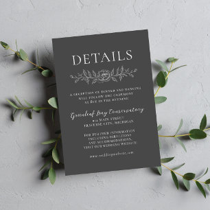 Floral Simplicity 1 Charcoal Grey Minimal Wedding Enclosure Card