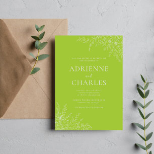 Floral Simplicity 1 Chartreuse Minimal Wedding Invitation