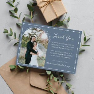 Floral Simplicity 1 Coastal Blue Wedding Thank You Card