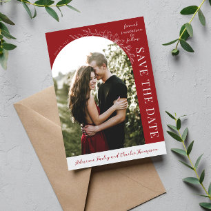 Floral Simplicity 1 Cranberry Save The Date