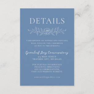 Floral Simplicity 1 Denim Blue Minimal Wedding Enclosure Card