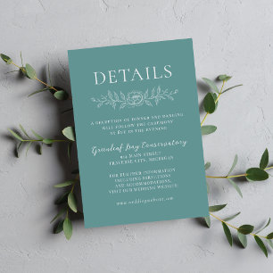 Floral Simplicity 1 Duck Egg Teal Minimal Wedding Enclosure Card