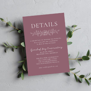 Floral Simplicity 1 Dusk Mauve Minimal Wedding Enclosure Card