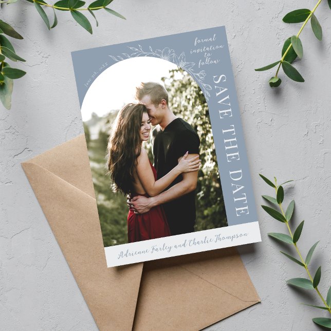 Floral Simplicity 1 Dusty Blue Save The Date (Creator Uploaded)