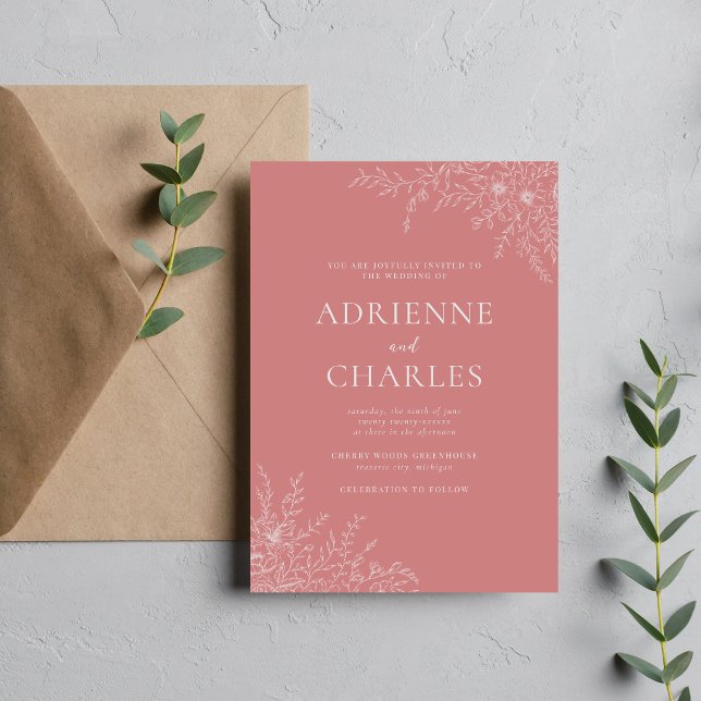 Floral Simplicity 1 Dusty Rose Minimal Wedding Invitation (Creator Uploaded)