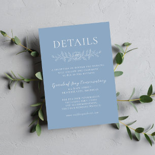 Floral Simplicity 1 Glacier Blue Minimal Wedding Enclosure Card