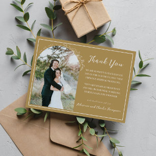 Floral Simplicity 1 Golden Oak Wedding Thank You Card