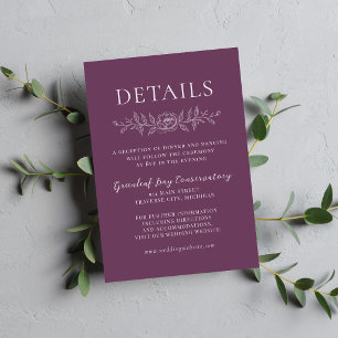 Floral Simplicity 1 Grape Purple Minimal Wedding Enclosure Card