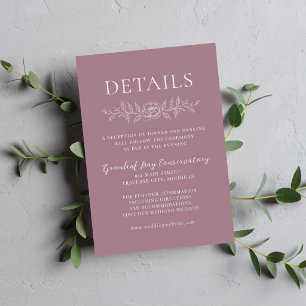 Floral Simplicity 1 Mauve Minimal Wedding Enclosure Card