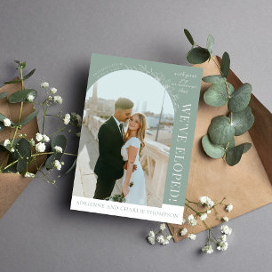 Floral Simplicity 1 Modern Green Elopement Announcement