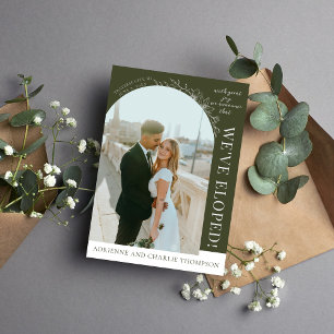 Floral Simplicity 1 Modern Green Elopement Announcement
