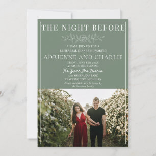 Floral Simplicity 1 Modern Green Rehearsal Dinner Invitation