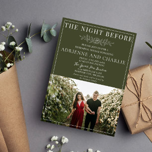 Floral Simplicity 1 Modern Green Rehearsal Dinner Invitation