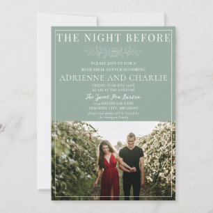 Floral Simplicity 1 Modern Green Rehearsal Dinner Invitation