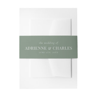 Floral Simplicity 1 Modern Green Wedding Invitation Belly Band