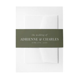 Floral Simplicity 1 Modern Green Wedding Invitation Belly Band