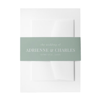 Floral Simplicity 1 Modern Green Wedding Invitation Belly Band