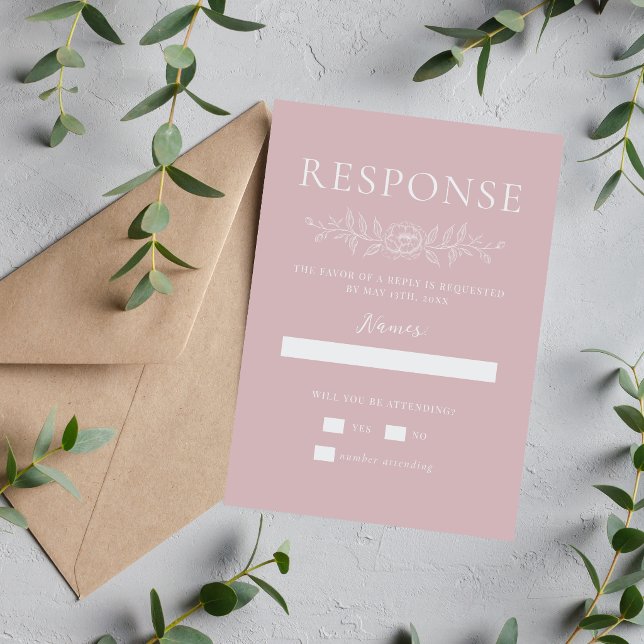 Floral Simplicity 1 Moonlight Minimal Wedding RSVP Card (Creator Uploaded)