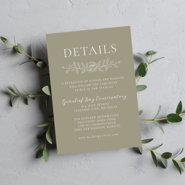 Floral Simplicity 1 Moss Green Minimal Wedding Enclosure Card (Creator Uploaded)